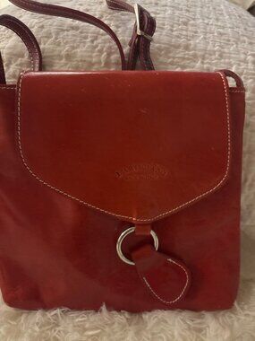 Vintage Italian Leather Crossbody Bag Red L’Artigiano Genuine Leather Adjustable